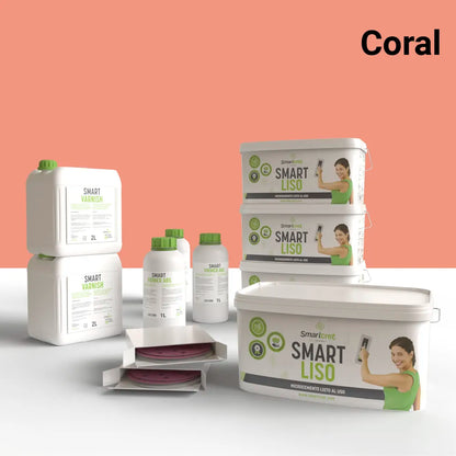 Kit de microcemento para paredes de 24 m², color Coral
