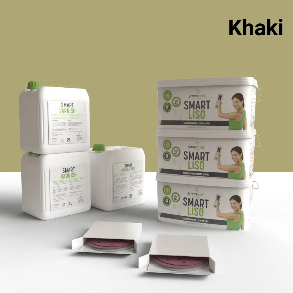 Kit de microcemento para paredes de 18 m², color Khaki
