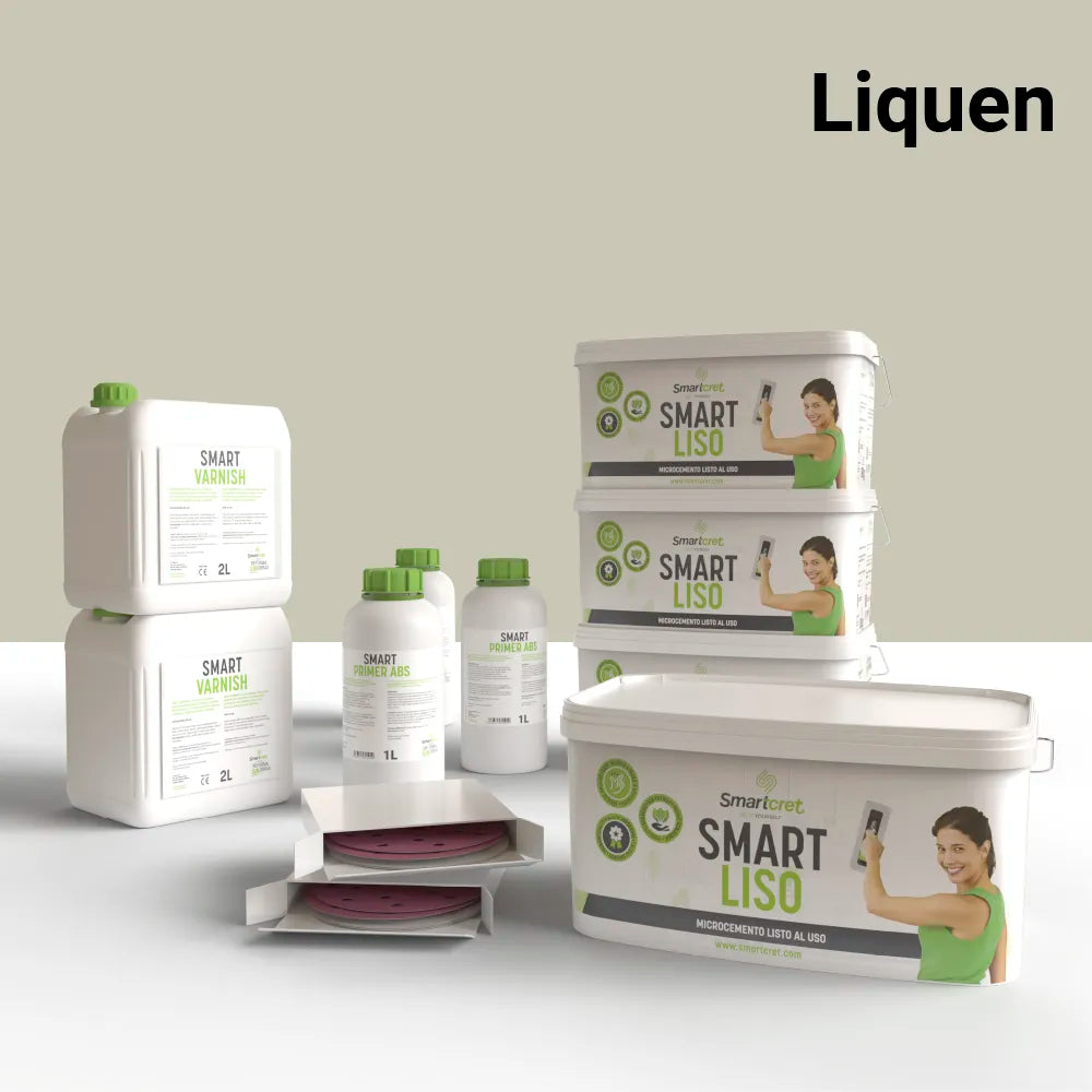 Kit de microcemento para paredes de 24 m², color Liquen