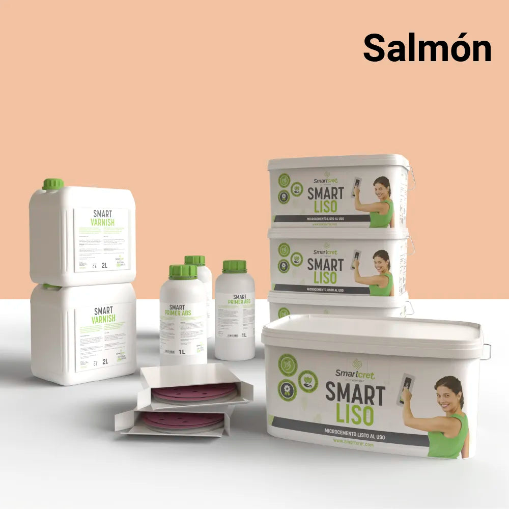 Kit de microcemento para paredes de 24 m², color Salmon