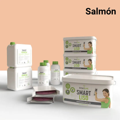 Kit de microcemento para paredes de 24 m², color Salmon