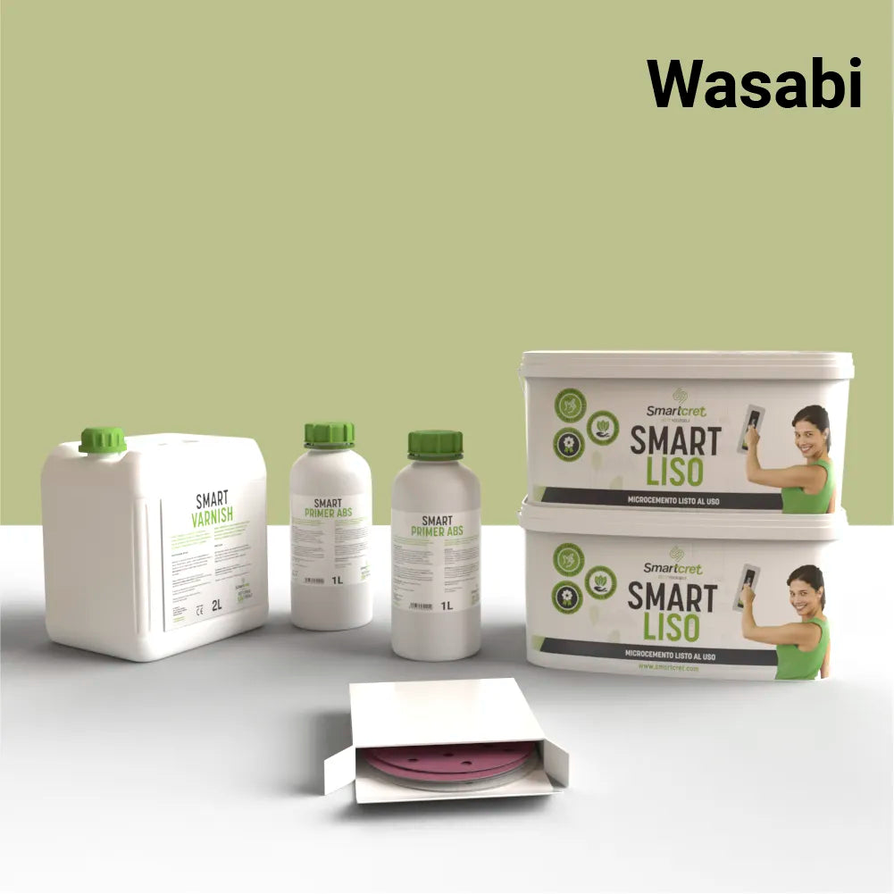 Kit de microcemento para paredes de 12 m², color Wasabi