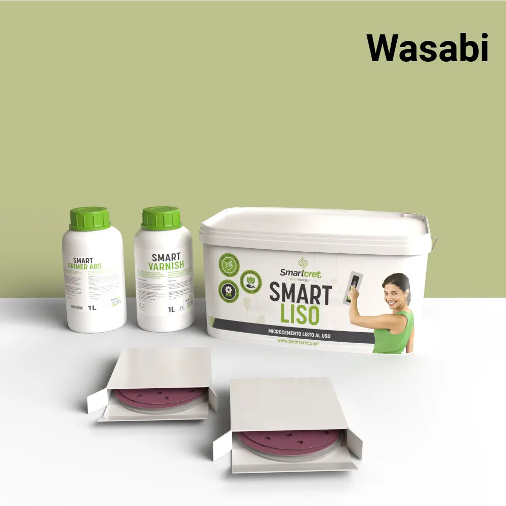 Kit de microcemento para paredes de 6 m², color Wasabi