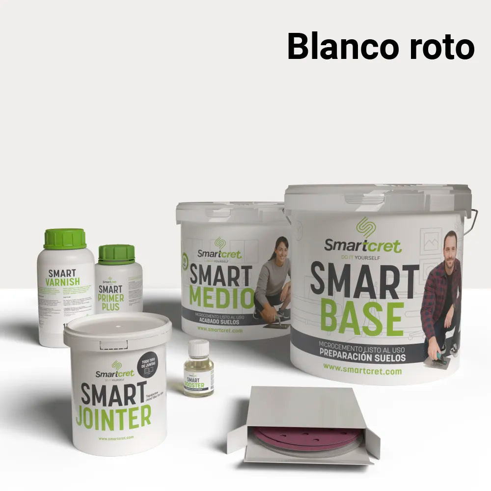 Kit de microcemento para exterior de 4 m², color Blanco Roto