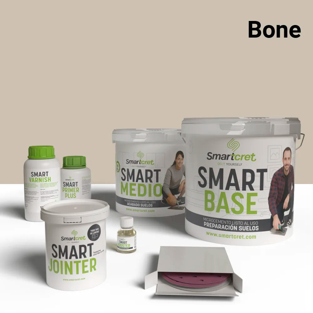 Kit de microcemento para suelos y escaleras de 4 m², color Bone