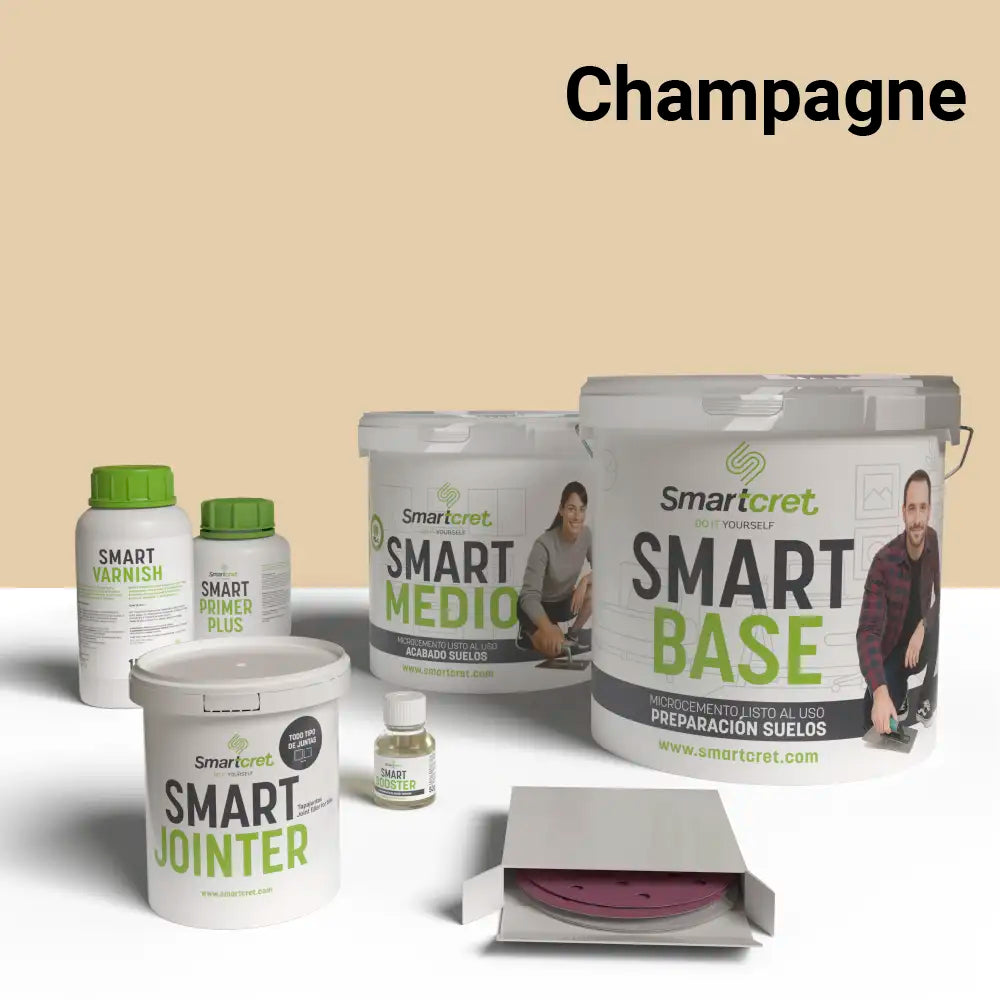 Kit de microcemento para suelos y escaleras de 4 m², color Champagne