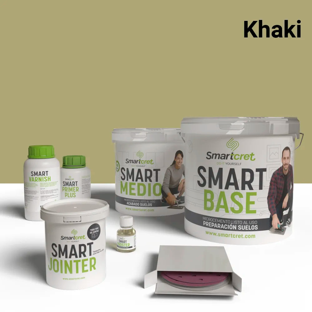 Kit de microcemento para suelos y escaleras de 4 m², color Khaki