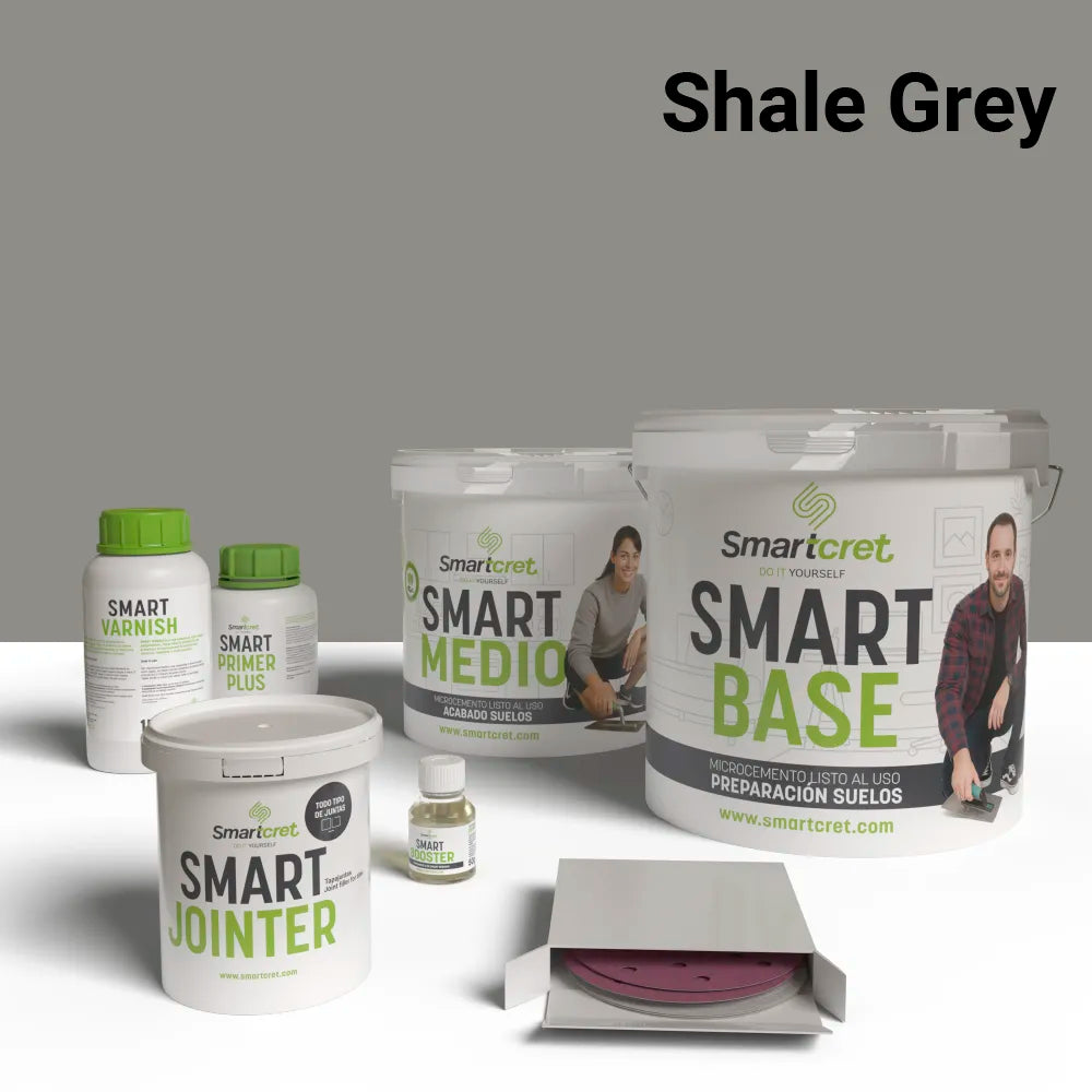 Kit de microcemento para suelos y escaleras de 4 m², color Shale Grey