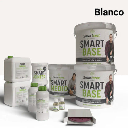 Kit de microcemento para suelos y escaleras de 16 m², color Blanco