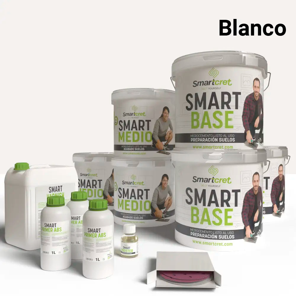 Kit de microcemento para suelos y escaleras de 24 m², color Blanco