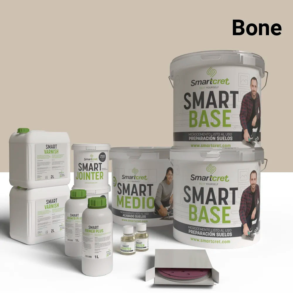 Kit de microcemento para suelos y escaleras de 16 m², color Bone