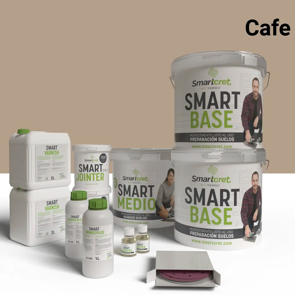 Kit de microcemento para suelos y escaleras de 16 m², color Cafe