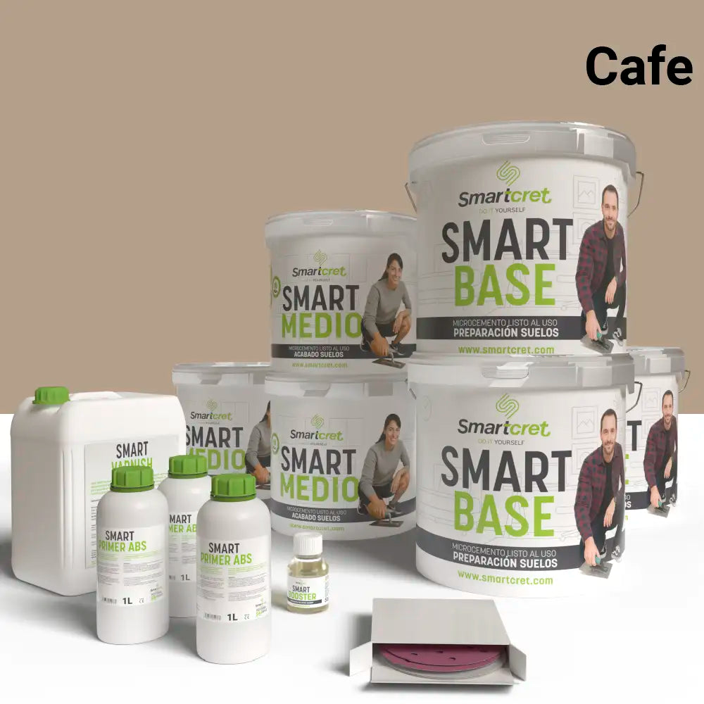 Kit de microcemento para suelos y escaleras de 24 m², color Cafe