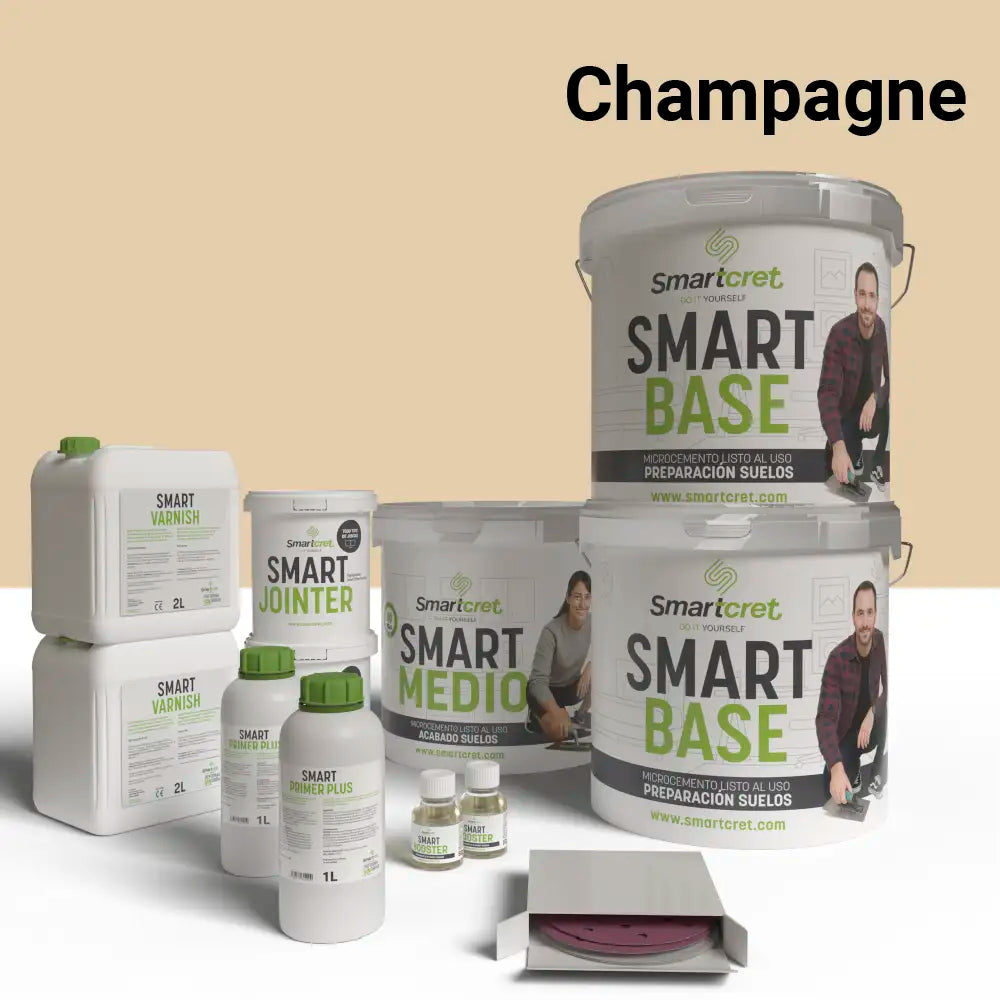 Kit de microcemento para suelos y escaleras de 16 m², color Champagne