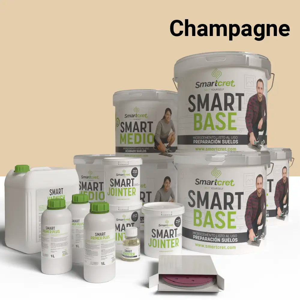 Kit de microcemento para suelos y escaleras de 48 m², color Champagne