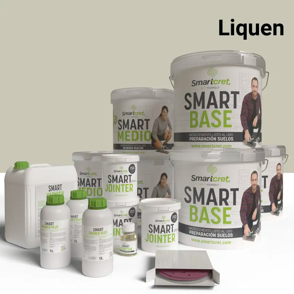 Kit de microcemento para suelos y escaleras de 96 m², color Liquen
