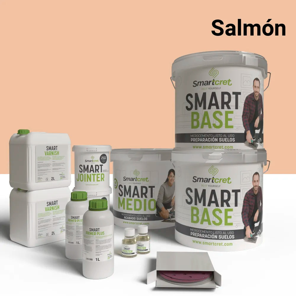 Kit de microcemento para exterior de 16 m², color Salmon