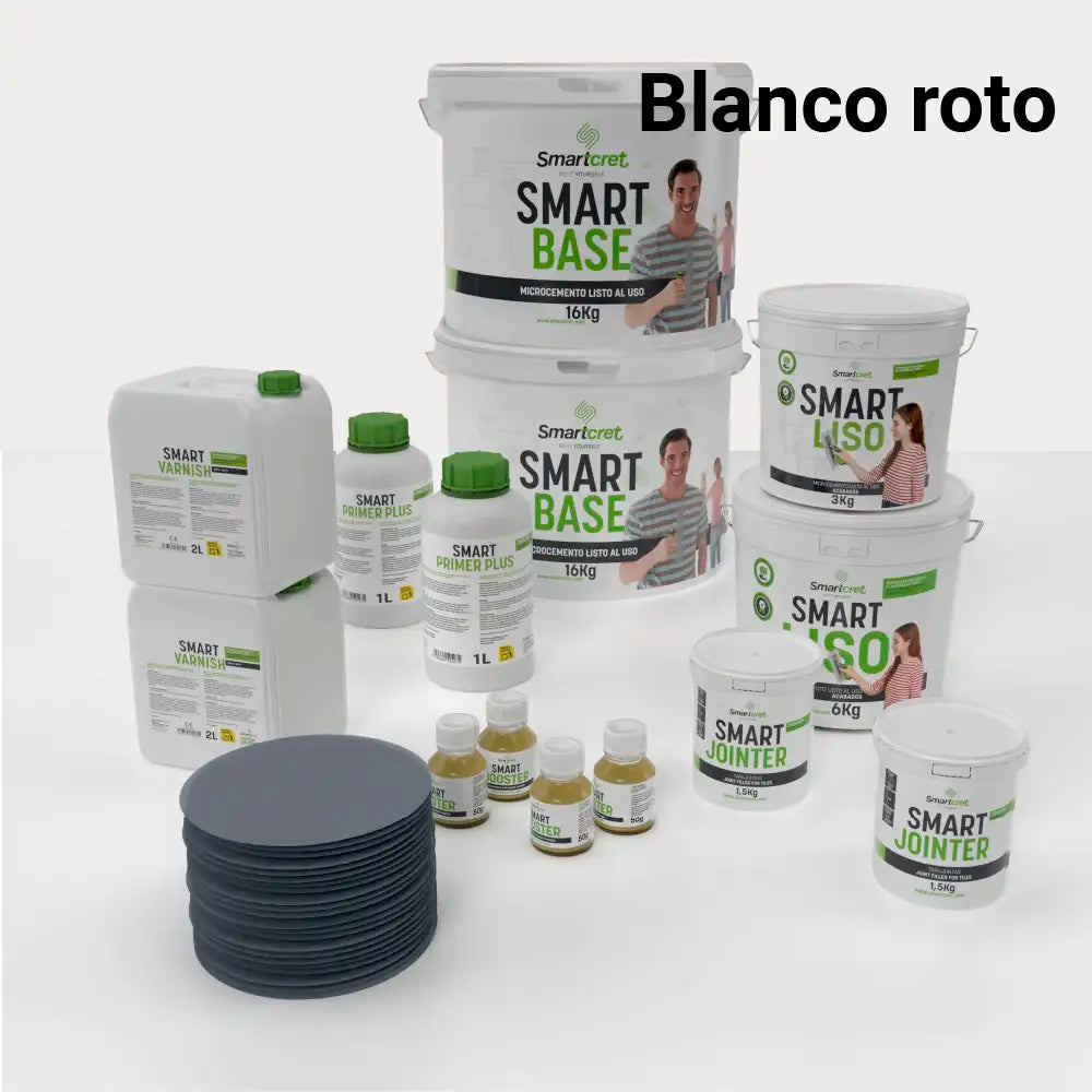 Kit de microcemento para baño de 16 m² sobre azulejos, color Blanco Roto