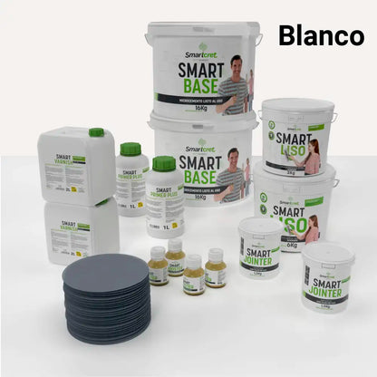 Kit de microcemento para baño de 16 m² sobre azulejos, color Blanco