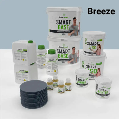 Kit de microcemento para baño de 16 m² sobre azulejos, color Breeze