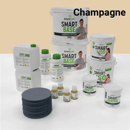 Kit de microcemento para baño de 16 m² sobre azulejos, color Champagne