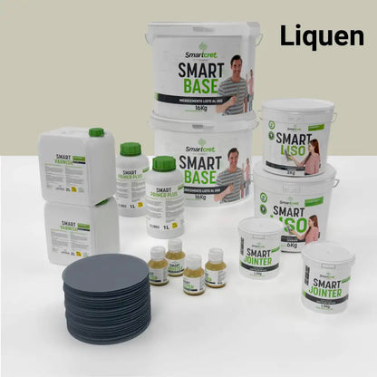 Kit de microcemento para baño de 16 m² sobre azulejos, color Liquen