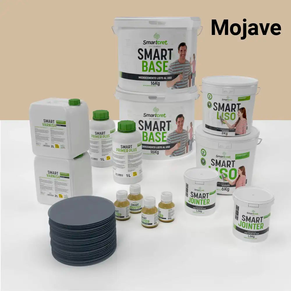 Kit de microcemento para baño de 16 m² sobre azulejos, color Mojave