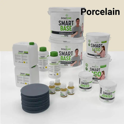 Kit de microcemento para baño de 16 m² sobre azulejos, color Porcelain