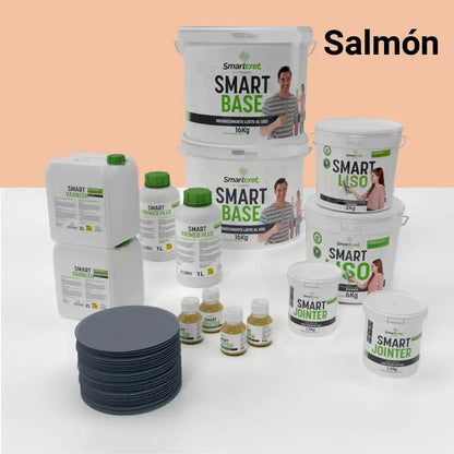 Kit de microcemento para baño de 16 m² sobre azulejos, color Salmon