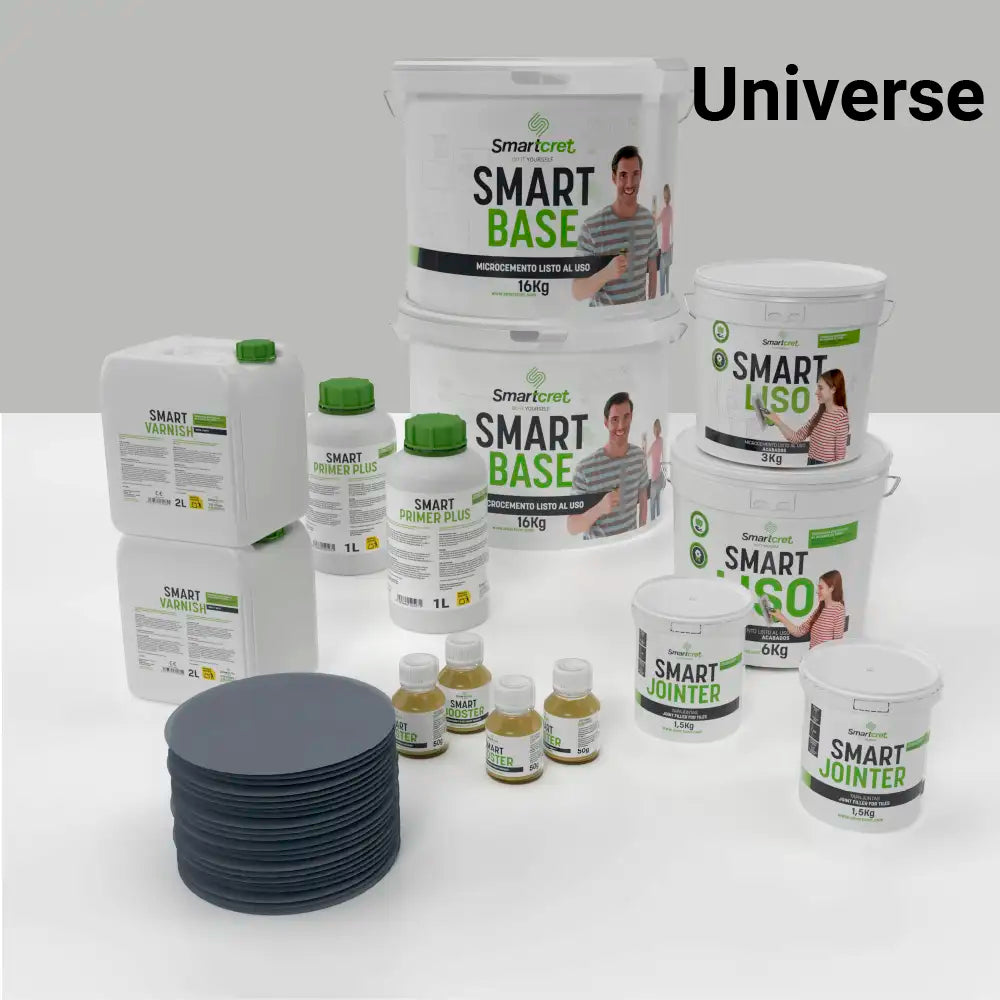 Kit de microcemento para baño de 16 m² sobre azulejos, color Universe
