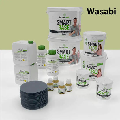 Kit de microcemento para baño de 16 m² sobre azulejos, color Wasabi