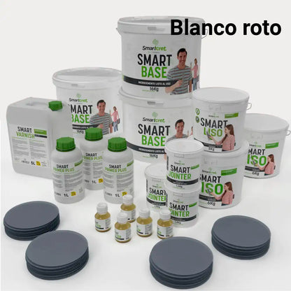 Kit de microcemento para baño de 24 m² sobre azulejos, color Blanco Roto