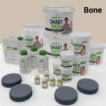 Kit de microcemento para baño de 24 m² sobre azulejos, color Bone
