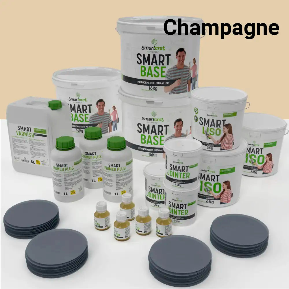 Kit de microcemento para baño de 24 m² sobre azulejos, color Champagne