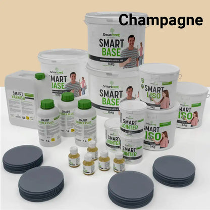 Kit de microcemento para baño de 24 m² sobre azulejos, color Champagne