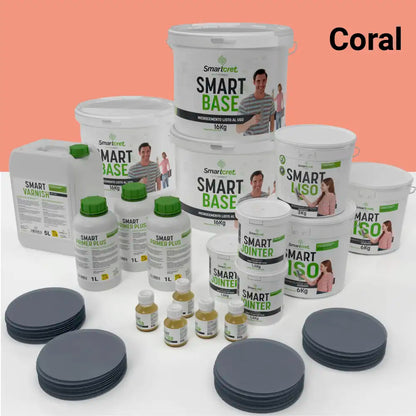 Kit de microcemento para baño de 24 m² sobre azulejos, color Coral