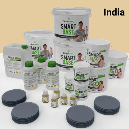 Kit de microcemento para baño de 24 m² sobre azulejos, color India