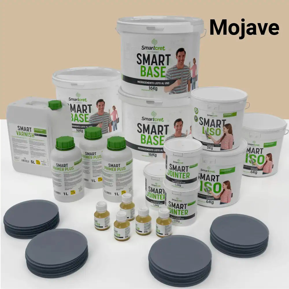 Kit de microcemento para baño de 24 m² sobre azulejos, color Mojave