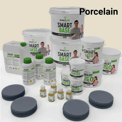 Kit de microcemento para baño de 24 m² sobre azulejos, color Porcelain