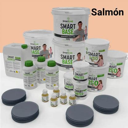 Kit de microcemento para baño de 24 m² sobre azulejos, color Salmon