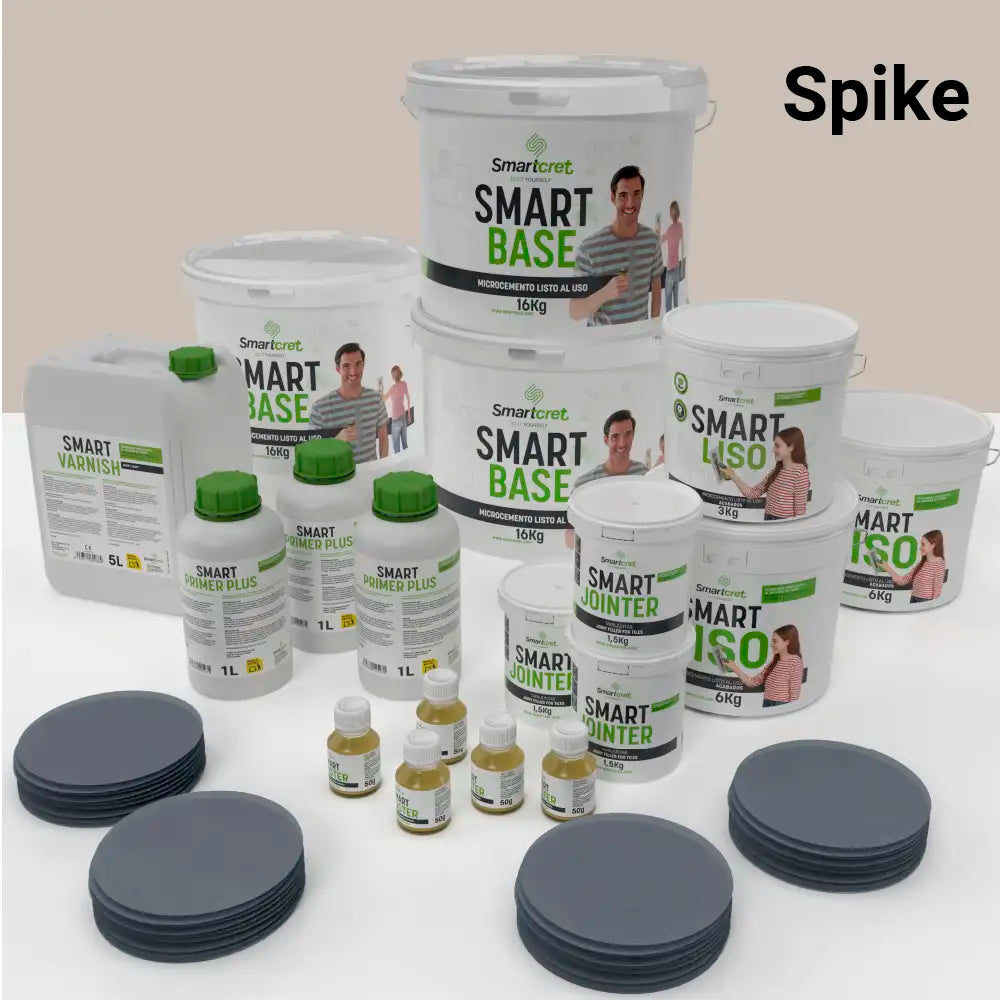 Kit de microcemento para baño de 24 m² sobre azulejos, color Spike