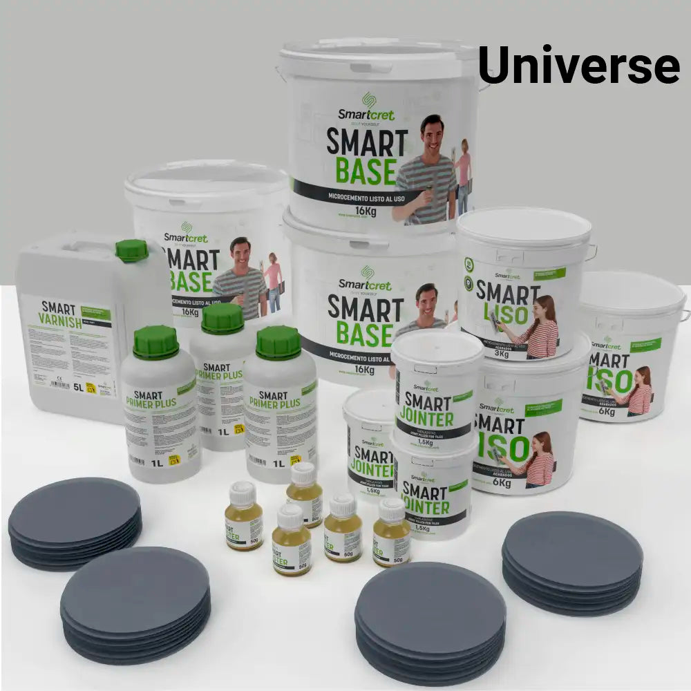 Kit de microcemento para baño de 24 m² sobre azulejos, color Universe