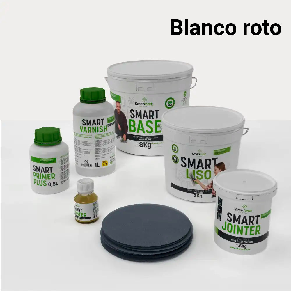 Kit de microcemento para baño de 4 m² sobre azulejos, color Blanco Roto
