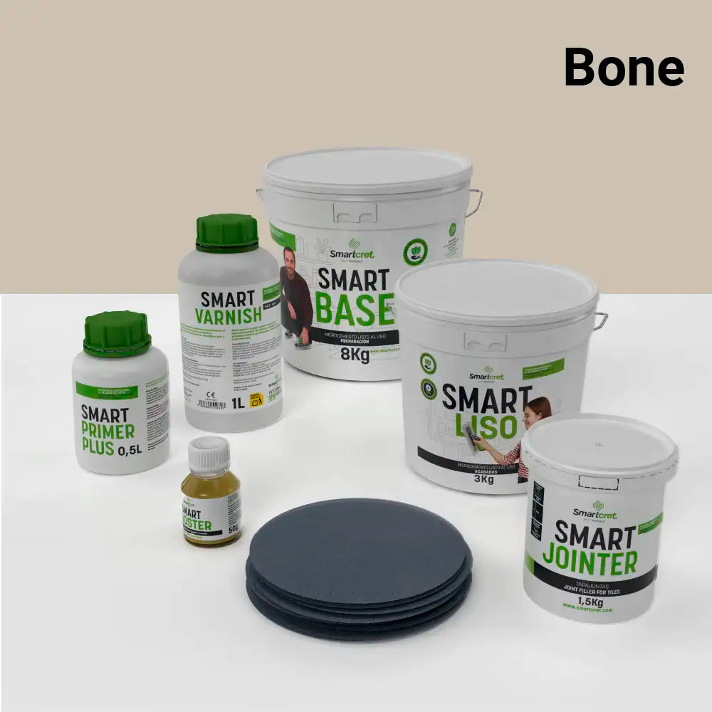 Kit de microcemento para baño de 4 m² sobre azulejos, color Bone
