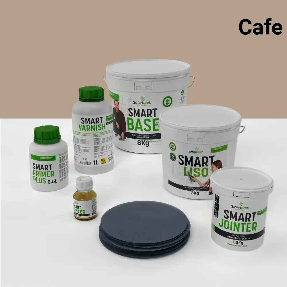 Kit de microcemento para baño de 4 m² sobre azulejos, color Cafe