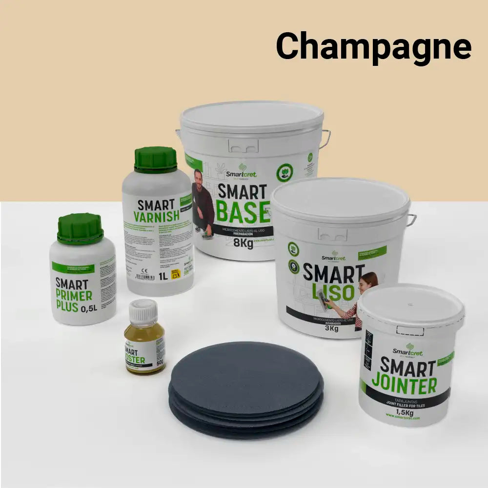 Kit de microcemento para baño de 4 m² sobre azulejos, color Champagne