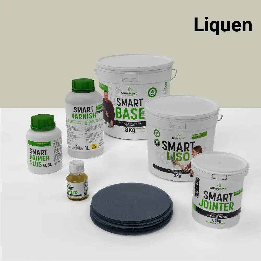 Kit de microcemento para baño de 4 m² sobre azulejos, color Liquen