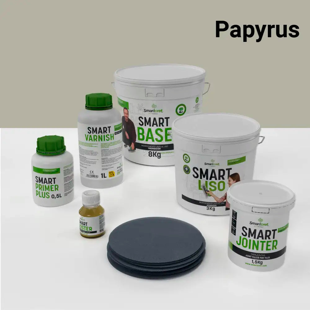 Kit de microcemento para baño de 4 m² sobre azulejos, color Papyrus