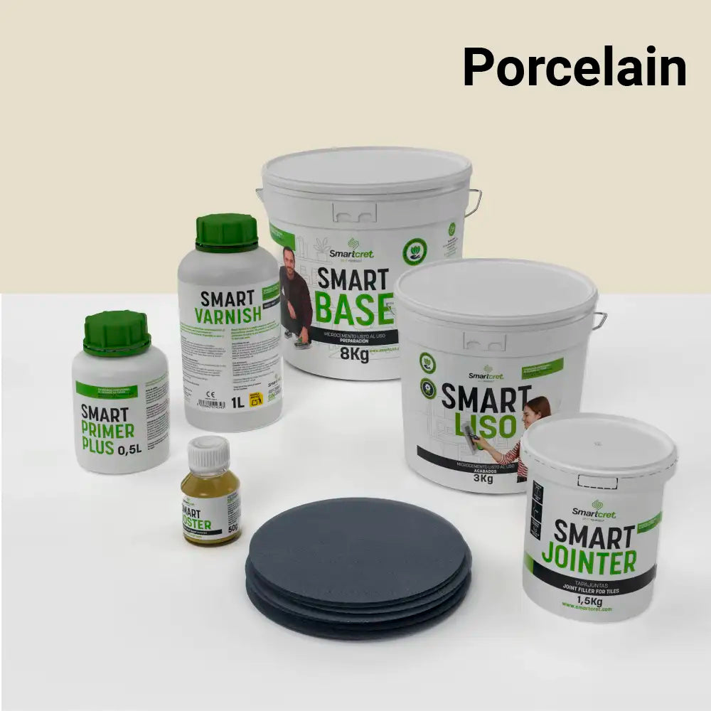 Kit de microcemento para baño de 4 m² sobre azulejos, color Porcelain