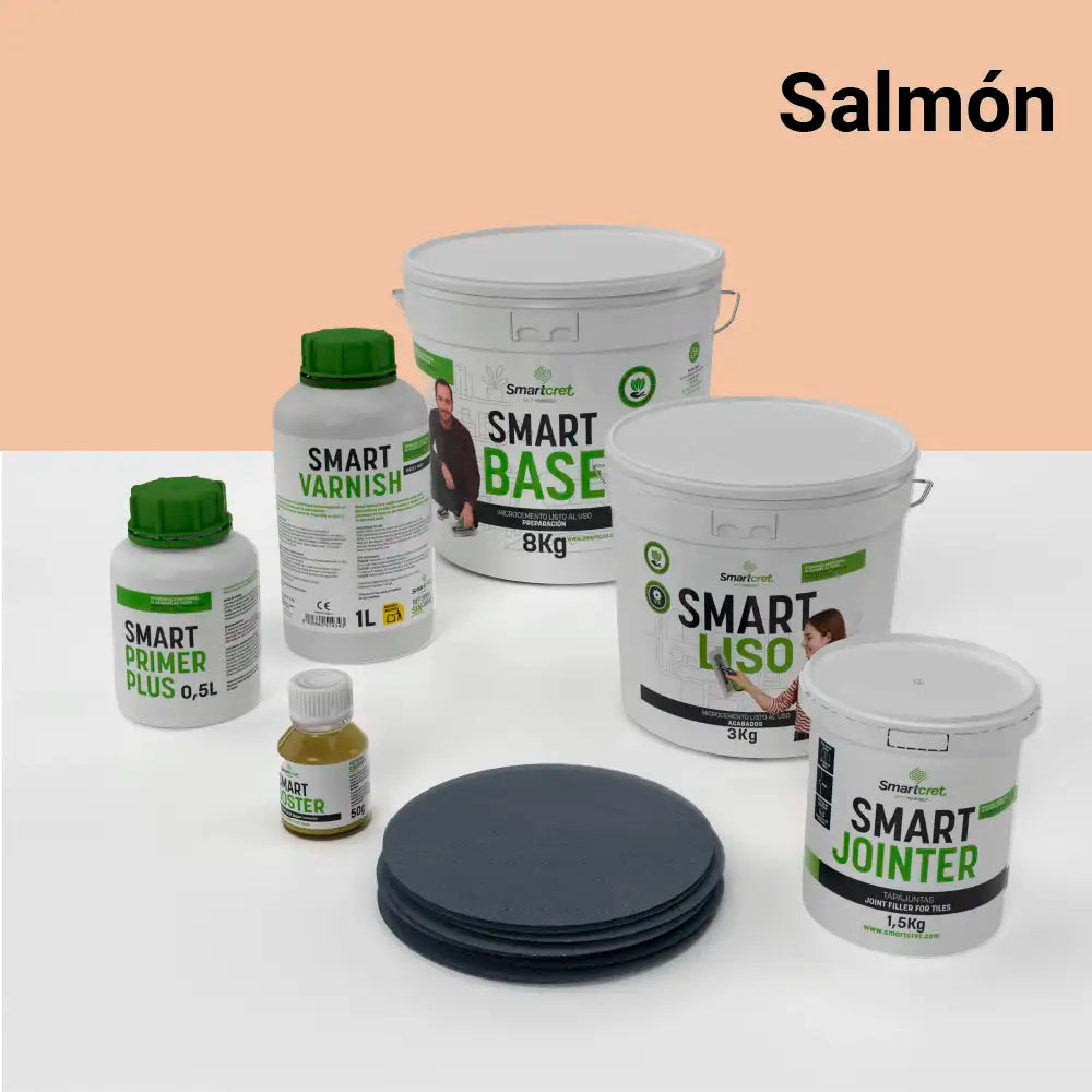 Kit de microcemento para baño de 4 m² sobre azulejos, color Salmon